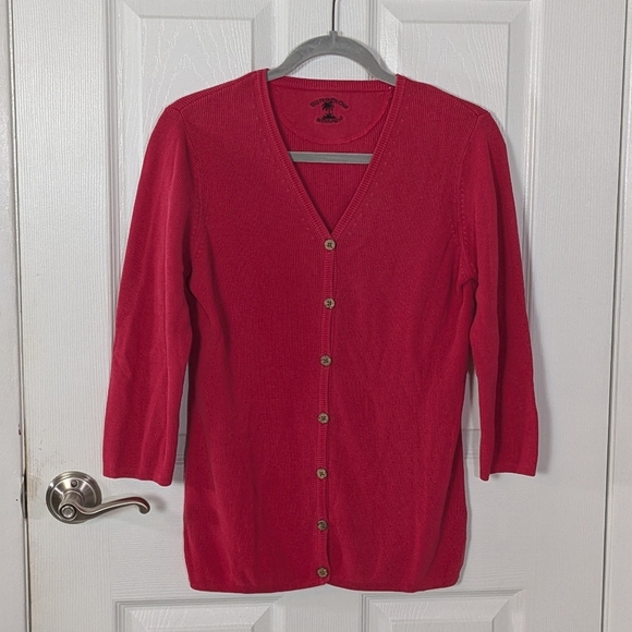 Bungalow Brand Cable Knit High Quality Red Button Down‎ Cardigan - Picture 1 of 5